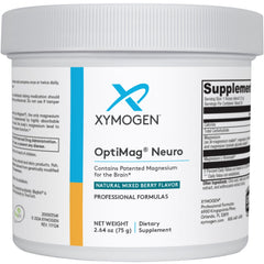 Front view of XYMOGEN OptiMag Neuro mixed berry powder