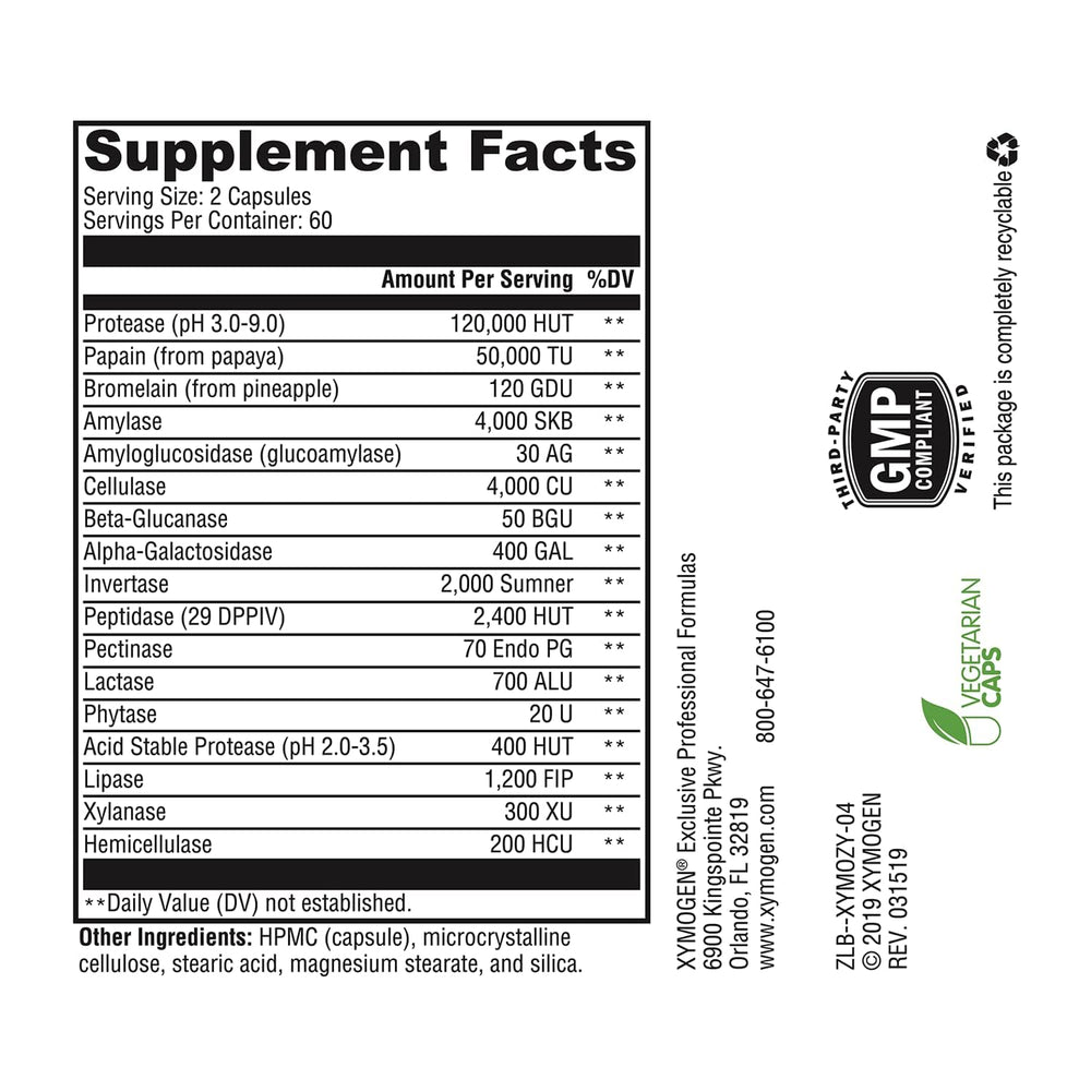 Vegan plant-based digestive enzyme supplement packaging