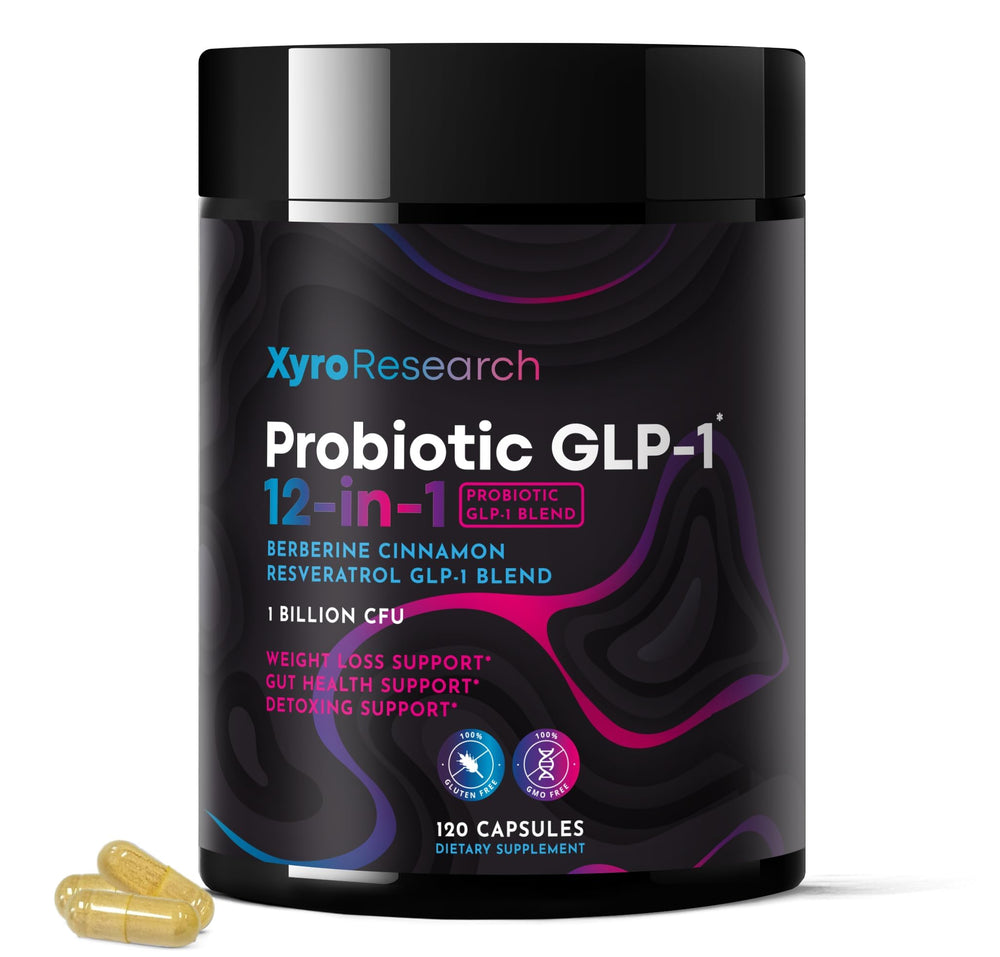 Xyro Research GLP-1 probiotic berberine bottle promoting gut balance