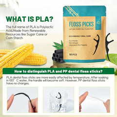 Close-up of 2-in-1 dental floss picks showing floss and toothpick design