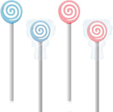 Y-Kelin Kids Tongue Scraper Set 4-Pack in blue and pink with lollipop shape