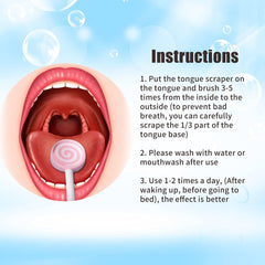 Close-up of pink silicone tongue scraper with rubber pad