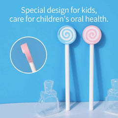 Kid using the tongue scraper for oral hygiene