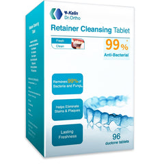 Y-Kelin Retainer Cleaning Tablets 96 count in foil packaging