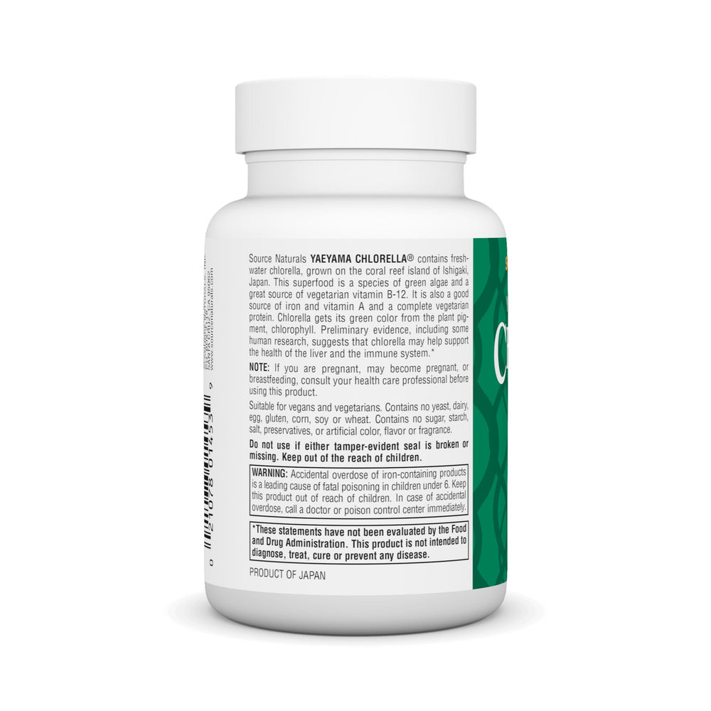 Yaeyama Chlorella 200 mg tablets close-up