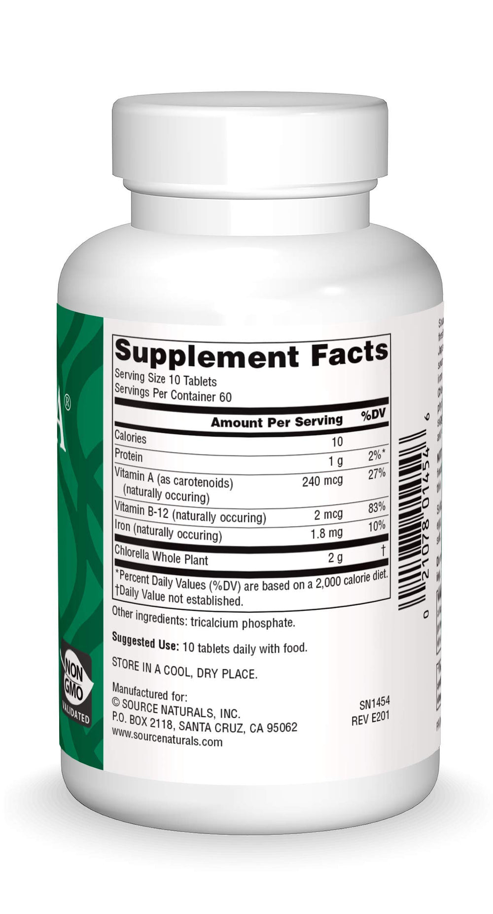 Close-up of Yaeyama Chlorella B12 label