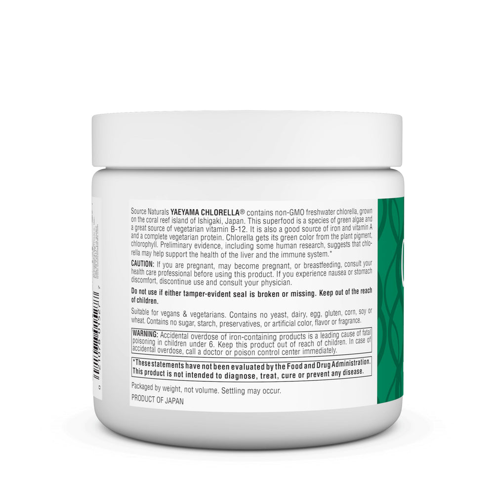 Yaeyama chlorella label with brand and product details
