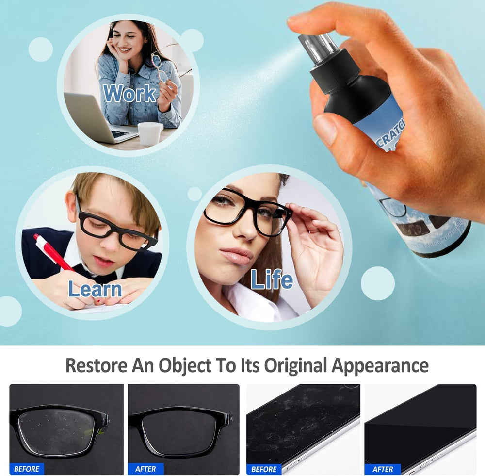 In-use application of lens scratch remover on glasses