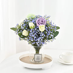 Blue Babys Breath artificial flowers heads detail close-up image 5