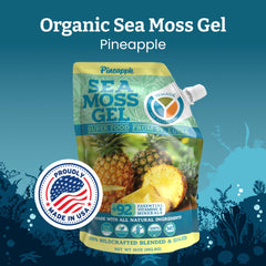 Back label of Yemaya Sea Moss Gel 16oz pineapple flavor
