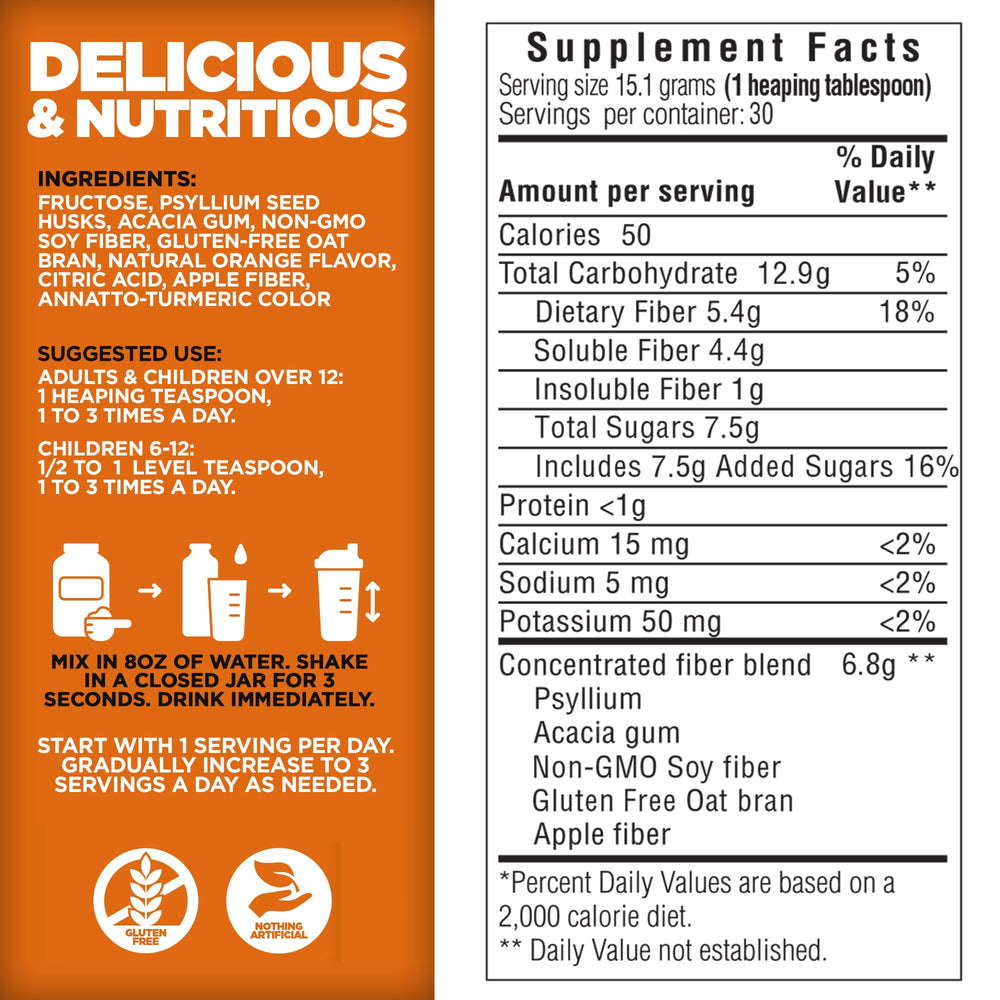 Orange-flavored powder from the formula being dispensed