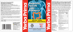 Yerba Prima packaging label for Prebiotic Colon Care Formula Powder