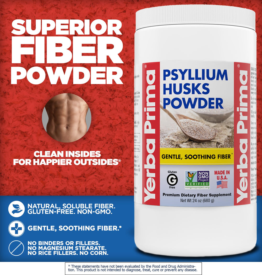 Packaging of Yerba Prima Psyllium Husk Powder 24 oz