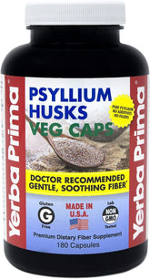 Front of Yerba Prima Psyllium Husks Veg Caps bottle