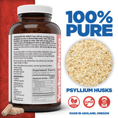 Close-up of Yerba Prima Psyllium husks capsules