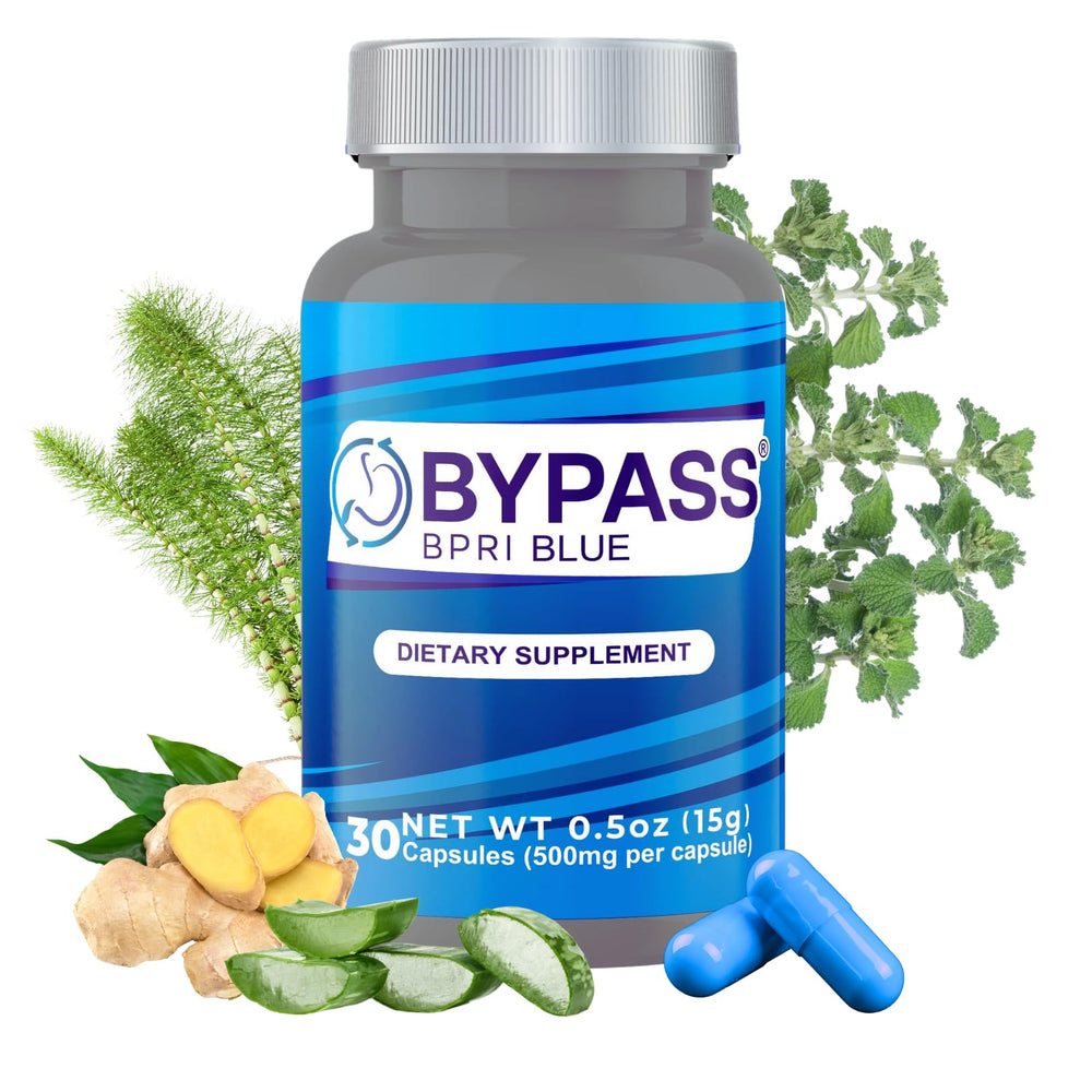 Front view of YERBERO BYPASS BPRI BLUE bottle – 30 capsules
