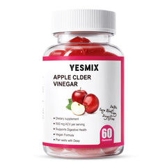 YESMIX ingredient flatlay with apple and vinegar visuals emphasizing natural components