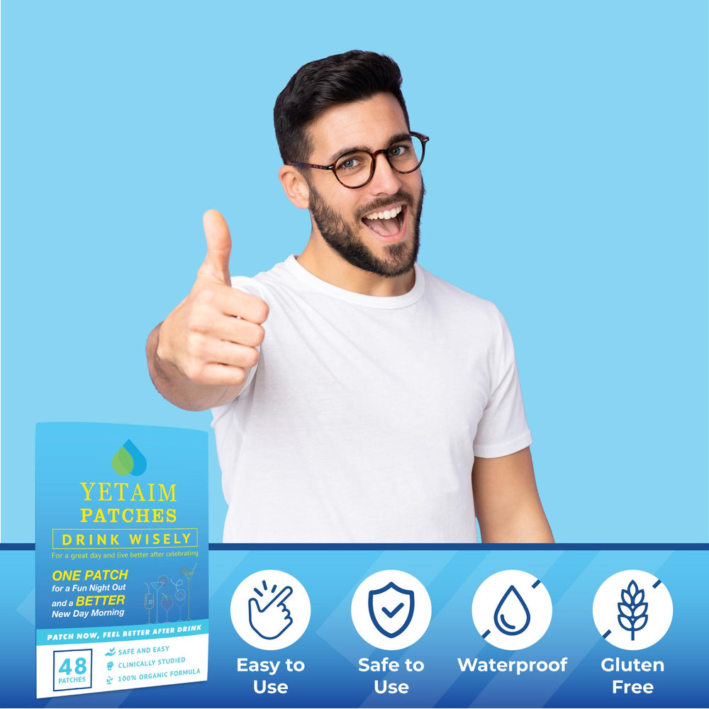 Clear blue YETAIM patches packaging design