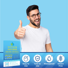 Clear blue YETAIM patches packaging design