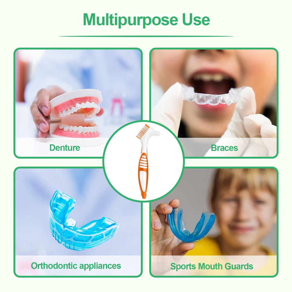 Portable denture brush kit for home or travel