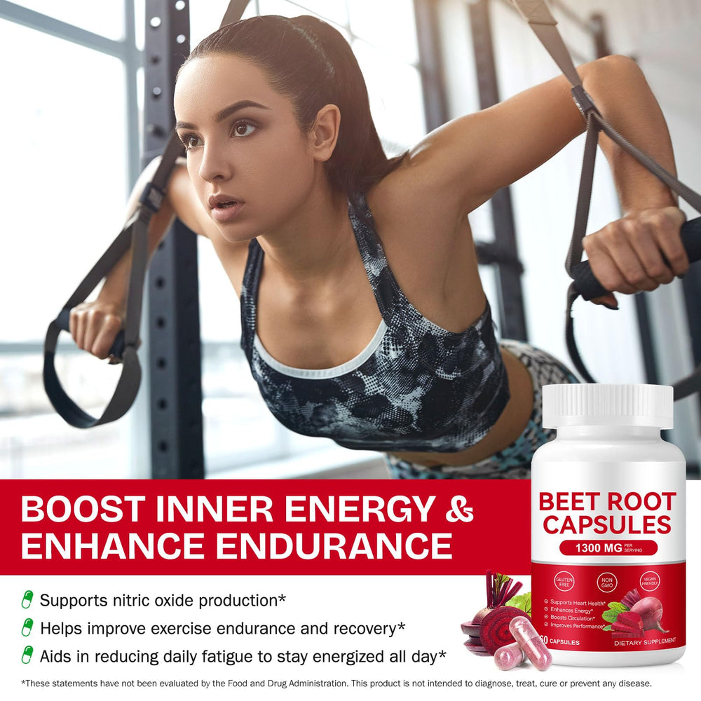 YHFGTTIO Beet Root Capsules on pantry shelf illustrates convenient daily wellness routine.