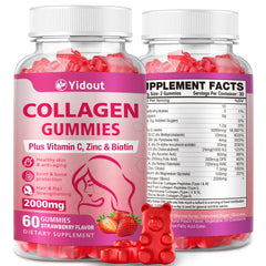 Yidout Collagen Gummies Strawberry bottle front view