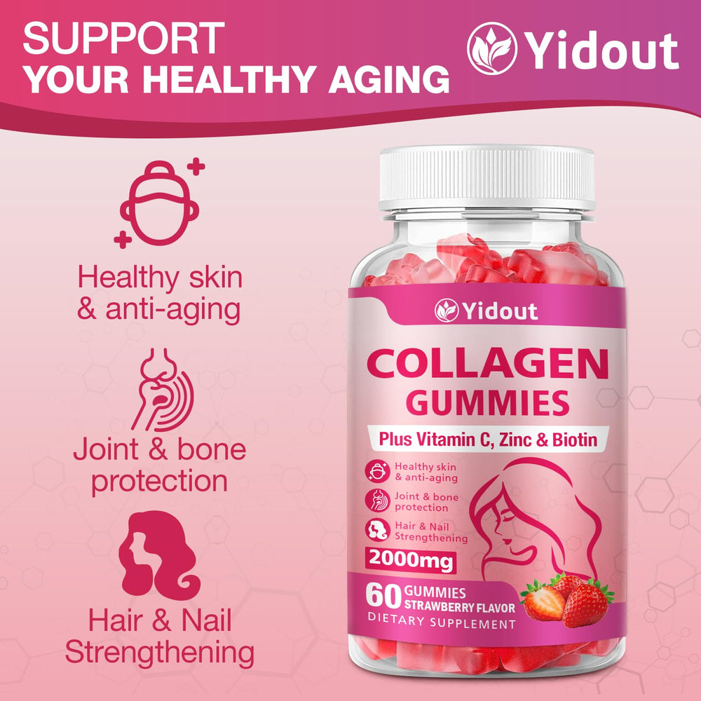 Product bottle and packaging for Yidout Collagen Gummies