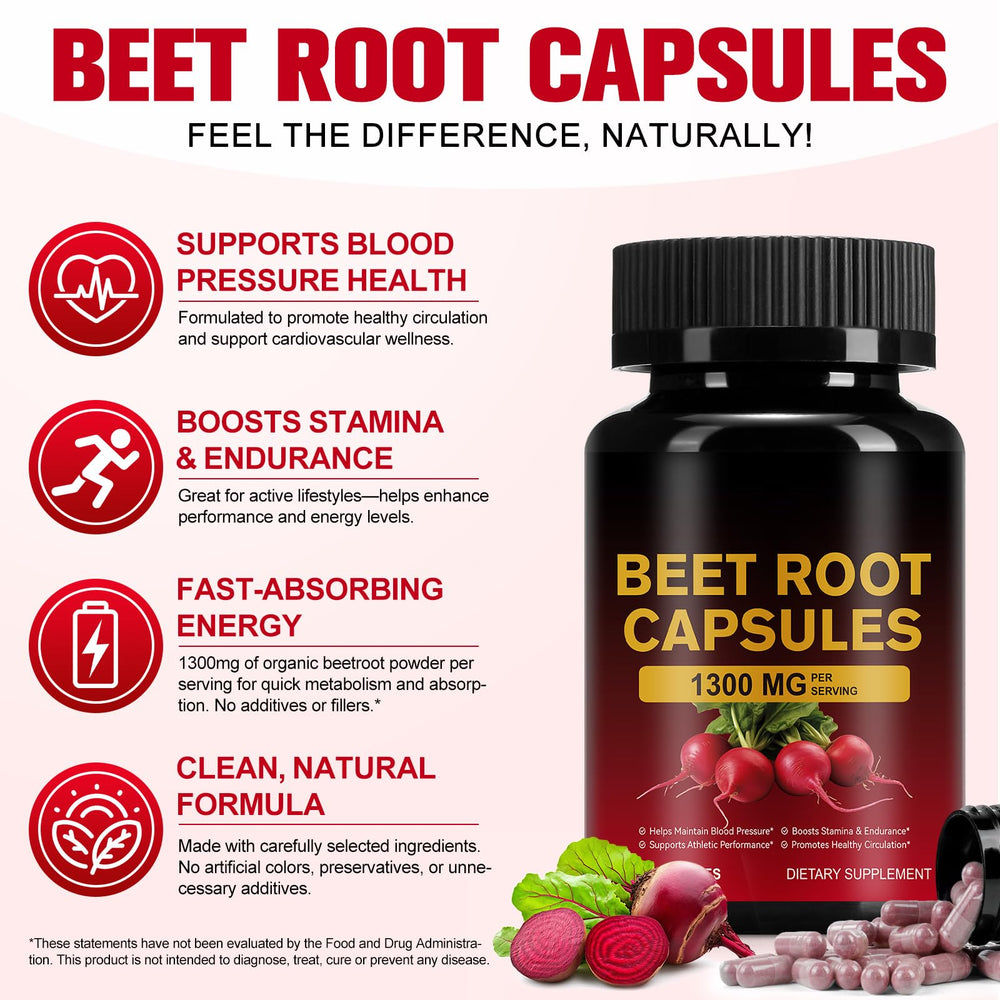 YIEEGCM Beet Root Capsules bottle closeup highlighting 1300mg potency