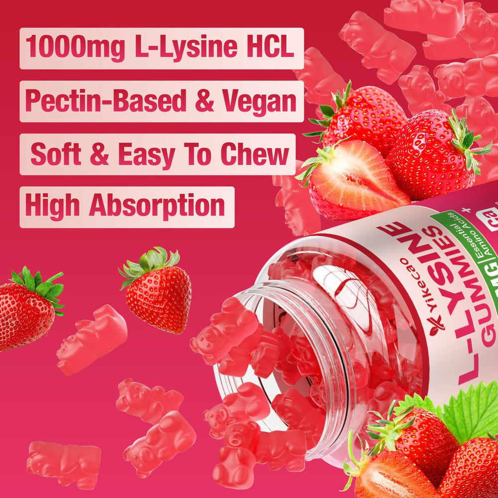 Nutrition label highlighting 1000mg L-Lysine per serving