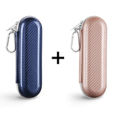Yinke travel case exterior in blue and rose gold
