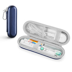 Open view showing interior layout for toothbrush body and head