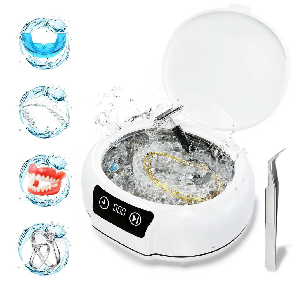 YINPAD Ultrasonic Retainer Cleaner front view in white