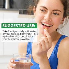 Open bottle with softgel capsules ready to take