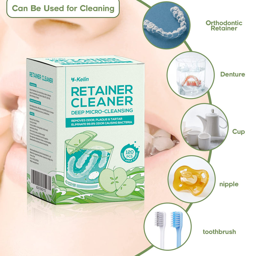 YKL aligner before and after cleaning showing stain removal benefit