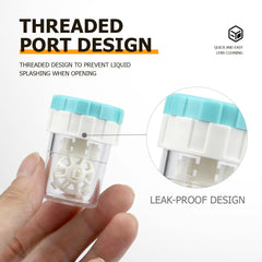 Case compatible with all brands of multipurpose contact lens solutions