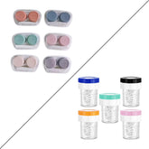 Six colorful contact lens cases with L and R markings