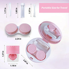 Close-up of YKuzLx lens case with cleaner washer and tweezers