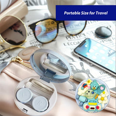 Leakproof travel lens case in cartoon sky blue color