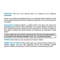 Label highlighting withanolide glycosides concentration on XYMOGEN Ashwagandha 35% label
