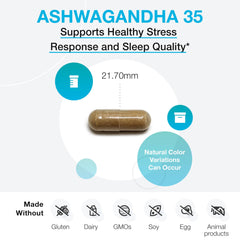 60-count bottle of XYMOGEN Ashwagandha 35% capsules with purified root + leaf extract