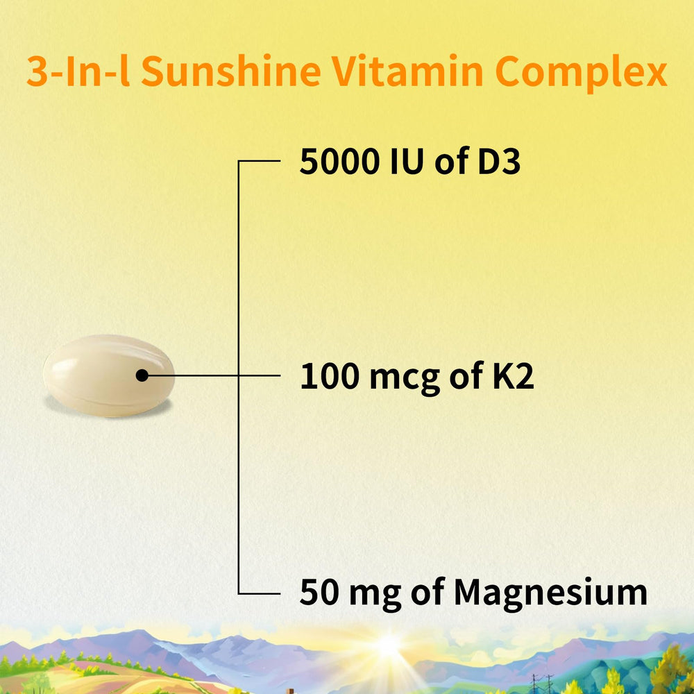 Ingredient panel showing Vitamin D3, K2, magnesium and MCT oil