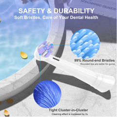 Bristles with rounded tips gentle on gums