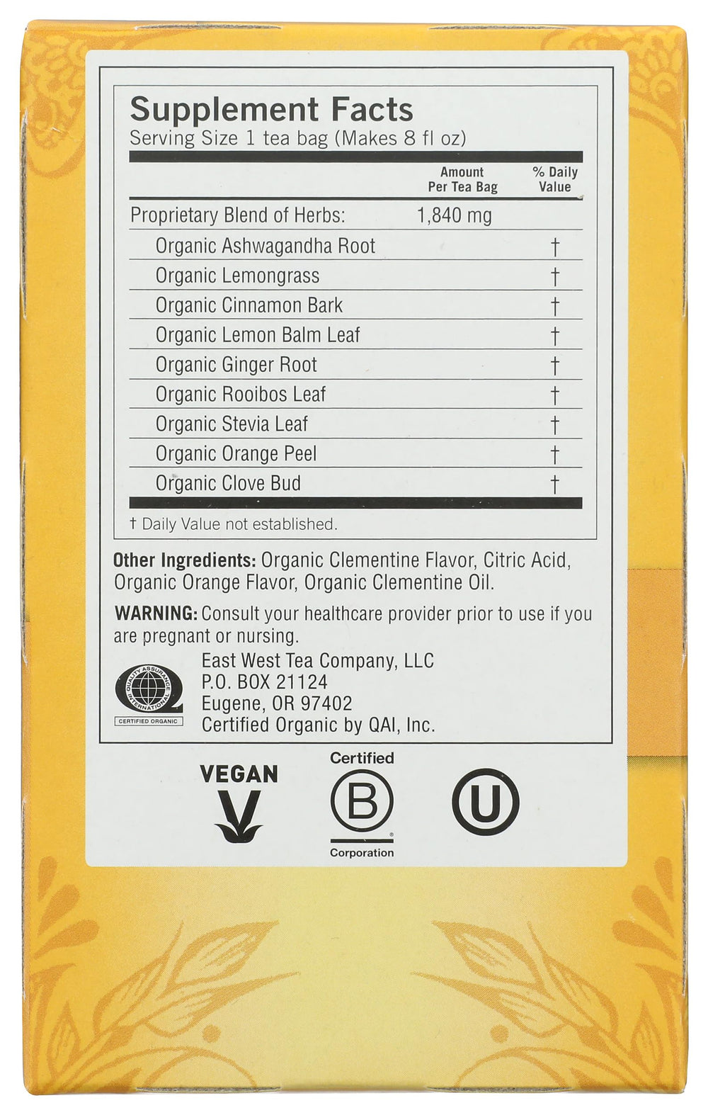 16-count box of Yogi Tea Organic Sweet Clementine Stress Support