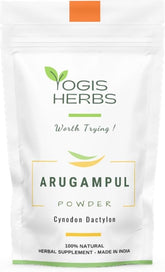 Front view of YOGIS HERBS Arugampul Powder 3.5 oz jar