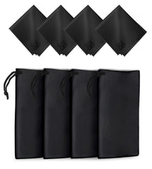 Yogo Vision microfiber glasses pouch in black with drawstring