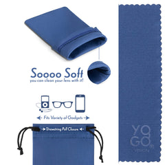 Pouch opened showing space for lens cloth