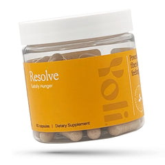 Yoli Resolve front packaging showing supplement bottle and benefits
