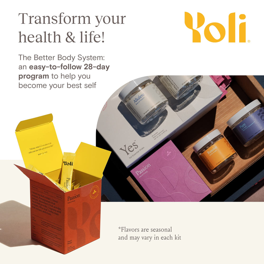 Yoli T-Kit components including YES whey protein and Resolve