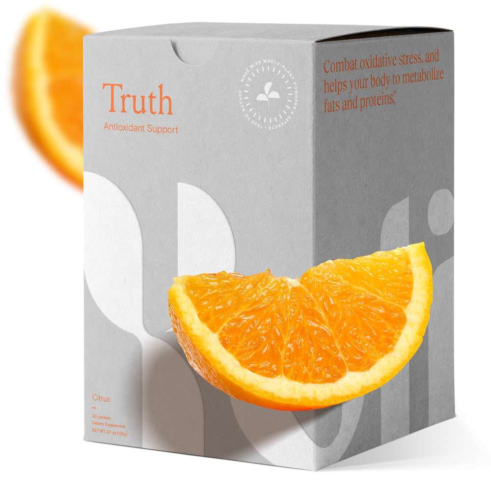 Back view of Yoli Truth Citrus packaging with nutrition facts.