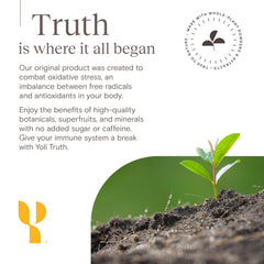 Yoli Truth powder being stirred into water in a glass.